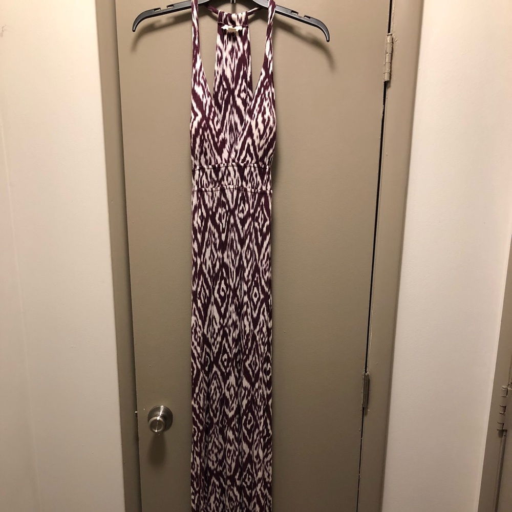Purple and white maxi dress